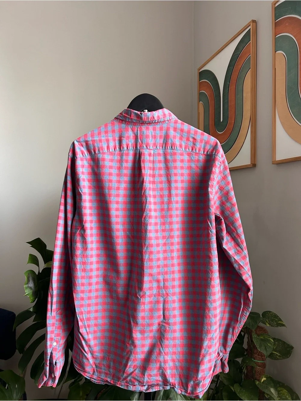 J. Crew red and Blue Gingham Button-Down Shirt